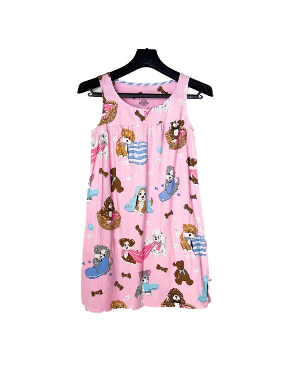 Nick & Nora Women's Pink Nightgown Sz S Puppy Dog Print Sleepwear Nightgown